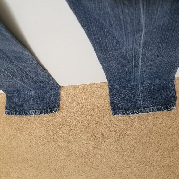 7FAM jeans 26 bootcut lightly distressed low rise 100% cotton denim whiskered - Picture 12 of 15